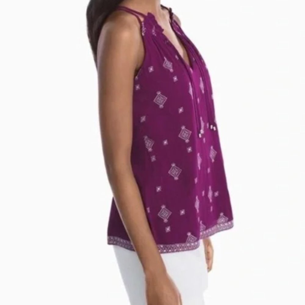 WHBM Plum Embroidered Sleeveless Top Size X Small - Picture 5 of 6